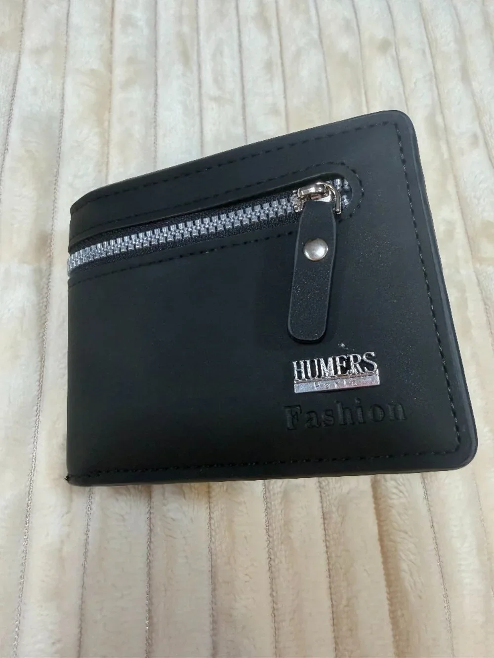 HUMERS Fashion Black Bifold Wallet with Zipper Coin Pocket